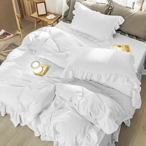 Breathable and Ultra Soft  Quality Quilt Bedding Set Bedding Sheets and Duvet Cover Set Luxury 100%  Linen  Bedding Sheet Sets