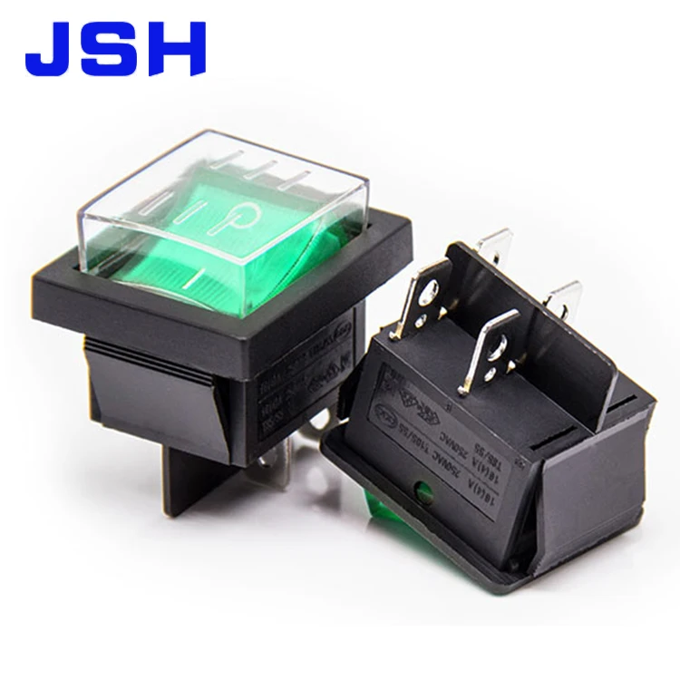 KCD4 DPST ON-OFF 4 Pin Rocker Boat Red Green  Color Switch 15A/20A AC 250V/125V