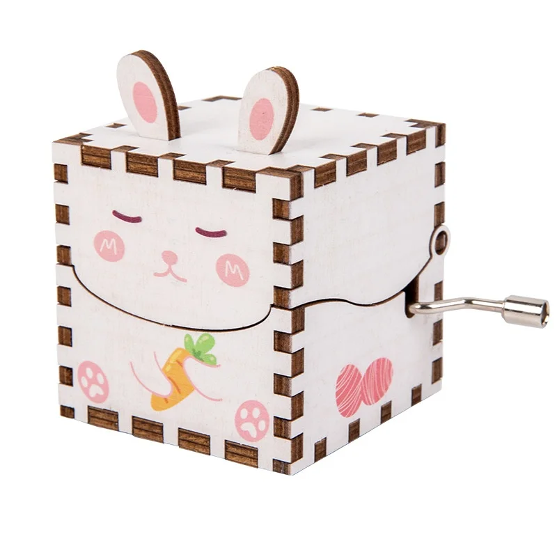 子供用ハンドメイドDIY木製音楽ボックス 子供向け教育玩具 家庭用装飾ミニ木製ハンドクランク音楽ボックスギフト