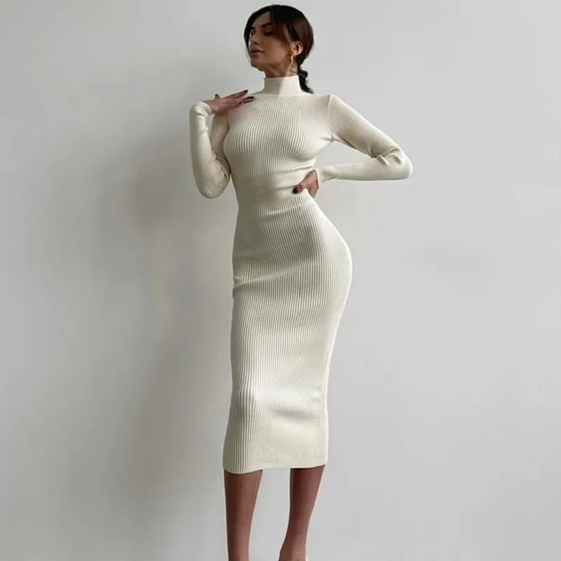 knee length dresses for ladies Sonelle Sweater Mini Dress White main image 1
