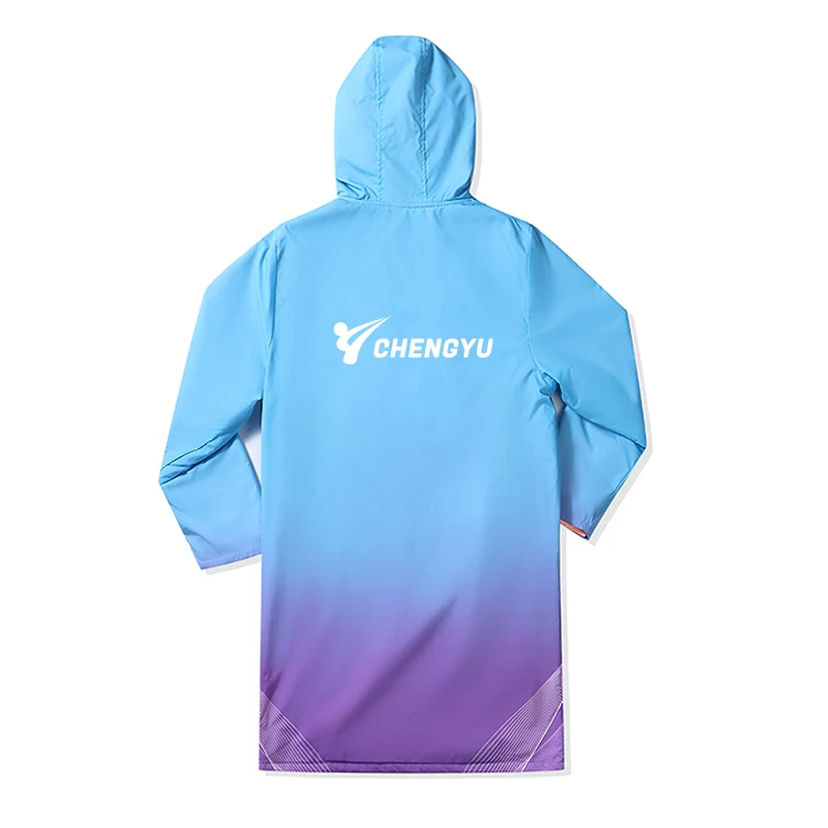Custom Logo New Design Waterproof Swimming Parka Outdoor Coat Jacket With Hood Swim Changing Robe Wo