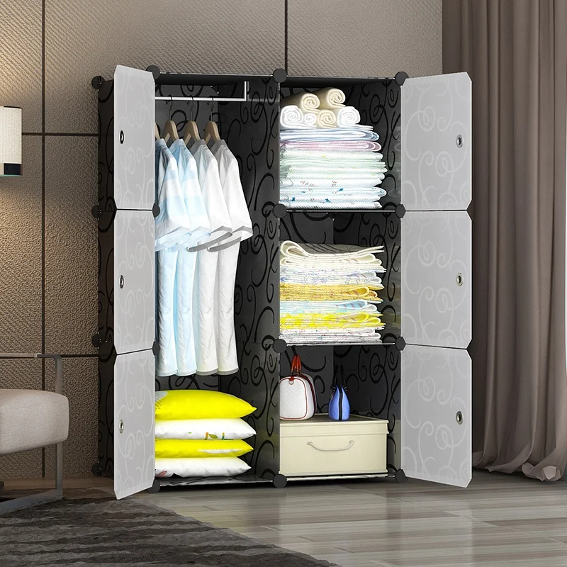 Smart Wardrobe Moving Box With Shelf and Hanger Diy Storage Cube Cabinet Reusable Assemble Wardrobe Closet Plastic Wardrobe