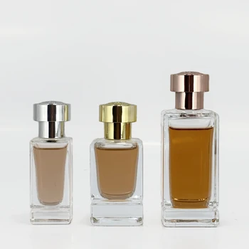 Transparent Flat Square Neck Glass Perfume Bottle 30ml 50ml 100ml Pump Sayer Fragrance Perfume Bottle