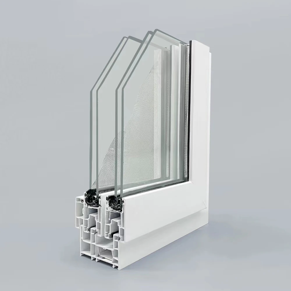 Excellent Quality High pvc window and doors  Security Double Tempered Glass Thermal Break White upvc Sliding Window details