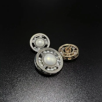 Customized Wholesale High End Women Hollow Metal Buttons With Built In Rotating Pearls