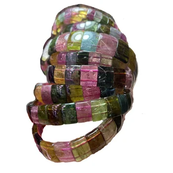 Tourmaline hot selling gemstones hand stacked cuffs embossed with Silver Ruby to make bracket tourmaline Round Beads