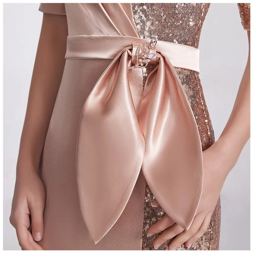 slim fit dress slacks Elegant Rose Gold Lyra Gown for Special Occasions
