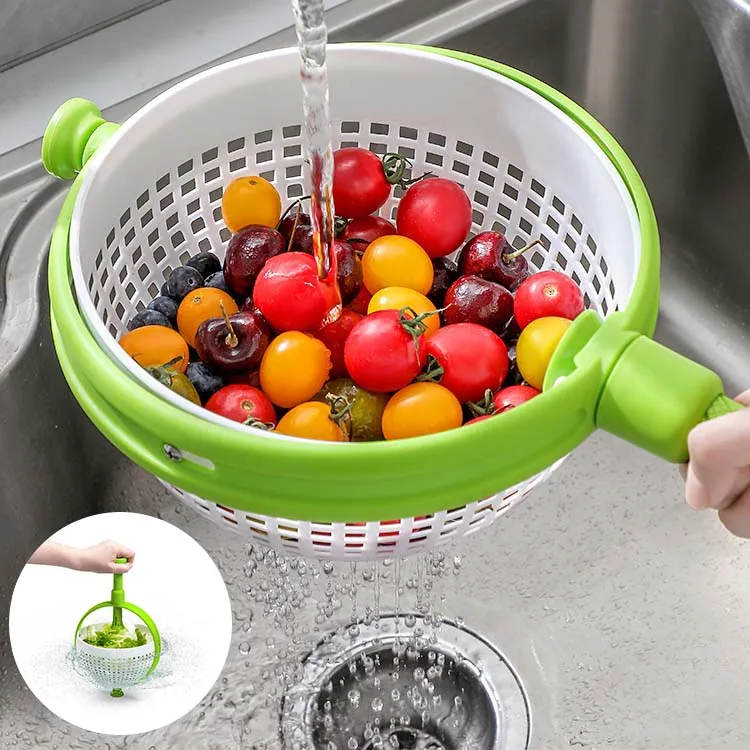 Овощной фруктовый дуршлаг Ручной Кухонный салат Спиннер спиннинг корзина с складной ручкой