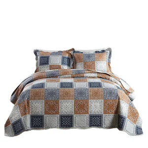 Hot Selling Luxury and Fashionable Printed Design Quilt Set 3-Pieces Bedspread for Home Use