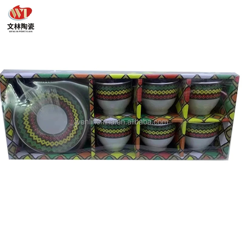 Wenlin Factory Ceramic 90cc 12pcs Coffee Cup And Saucer Fine Porcelain