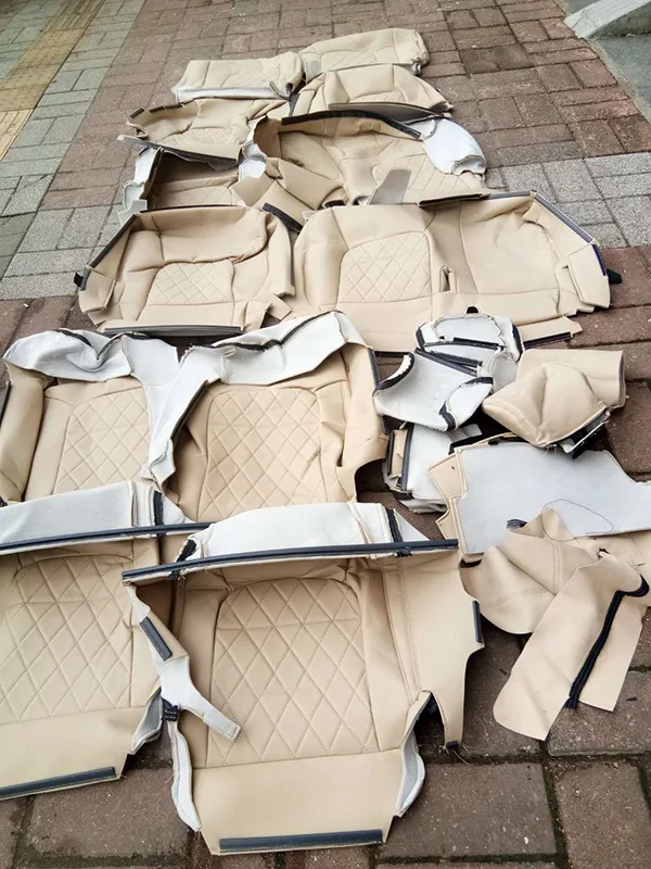 Luxury Grid Diamond Design Custom Fit Leather Car Seat Covers for Toyota Land Cruiser 200 Car Seat Protector Modify