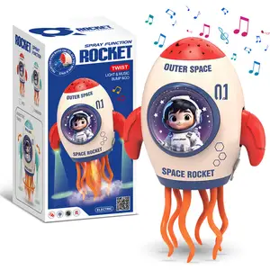 ITTL New Magic Dance Octopus Electric Universal Toy Space Rocket Light Music Plastic Projection Spray Novelty Gag Toys for Kids