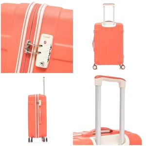 Wholesale Custom Trolley Bag Orange Luggage 20 24 28 Inch Travel Bags Durable Hard Shell Spinner Luggage Set