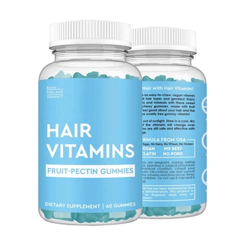 Customize Logo Improve Gummy Hair Nails Growth Skin Care Natural Fruit Multivitamin Supplement Biotin Vitamins Gummies