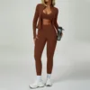 Bra+leggings+jacket brown