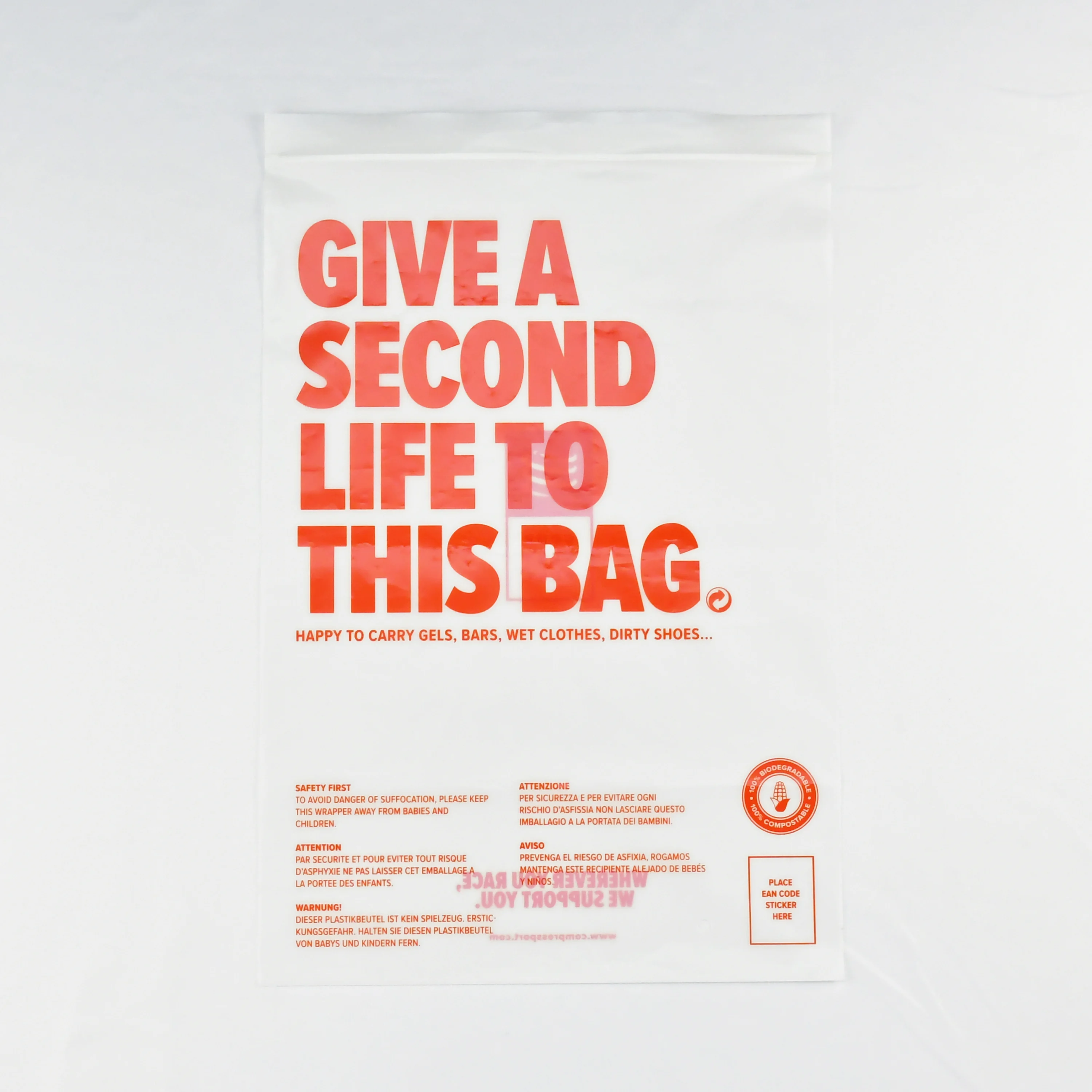 LOGO custom 100% biodegradable environmental pla/pbat zipper bags compostable zip lock plastic bag with suffocation warning