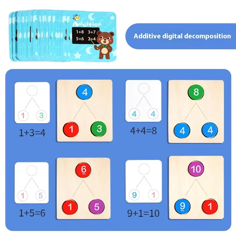 New Wooden Child Number Board Montessori Educational Math Toys for Kids Logical Thinking Training Aids Decomposition Math Skills