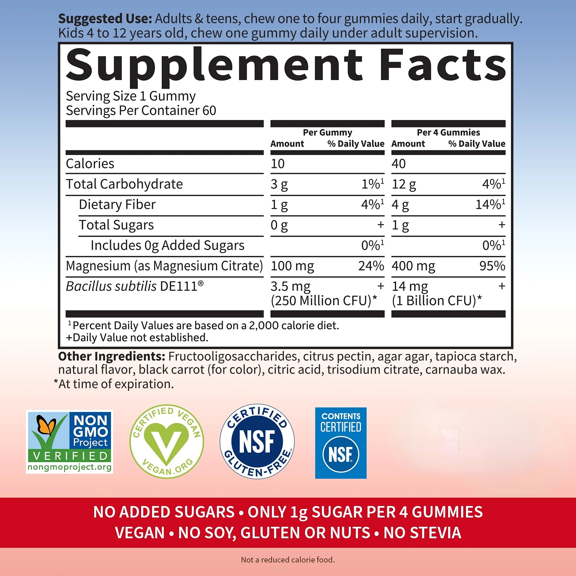 Magnesium Citrate Supplement With Prebiotic Probiotic Magnesium Gummy For Stress Relief Sleep