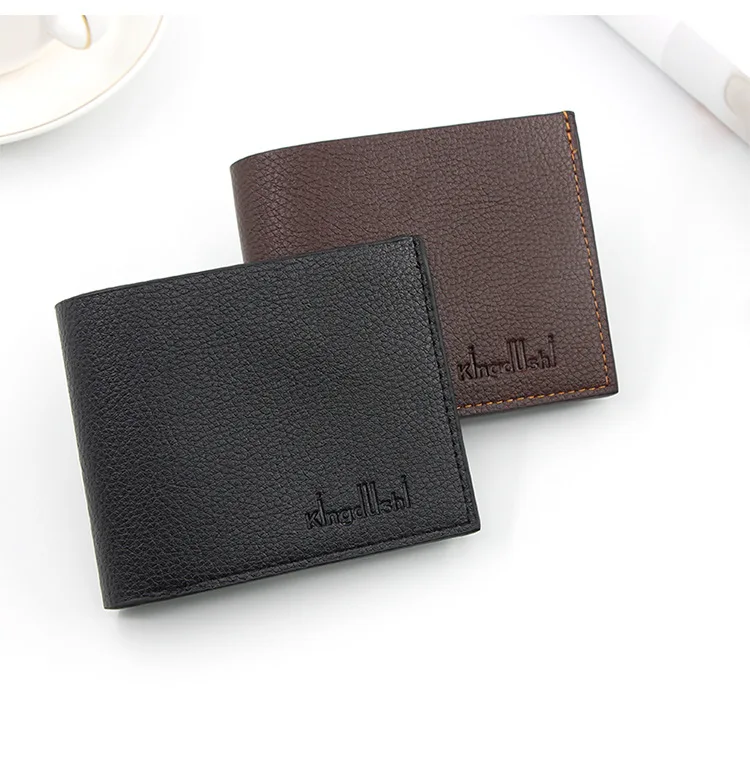 RFID Genuine Cowhide Leather Luxury Purse Casual Small Mini Leather Wallets  Vintage Gents Men's Slim Wallet (Coffee), M (Hl-bp829-m)