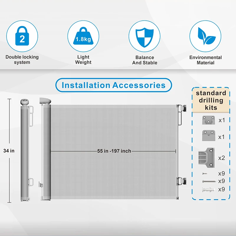 B2 Outdoor Freestanding Sliding Stairs Gate Extra Wide Safty ...