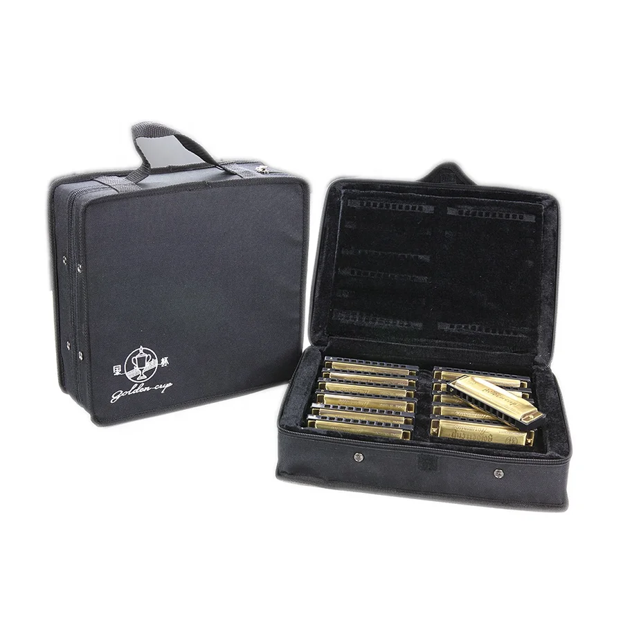 Seasound Factory Professional 12 Keys Diatonic Mouth Organ Blues Harp JH1020-12 10 Holes Harmonica Set