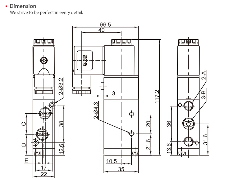 Sns Pneumatic Air 4v210-08 5/2 Port Single Coil Control Internal Pilot ...