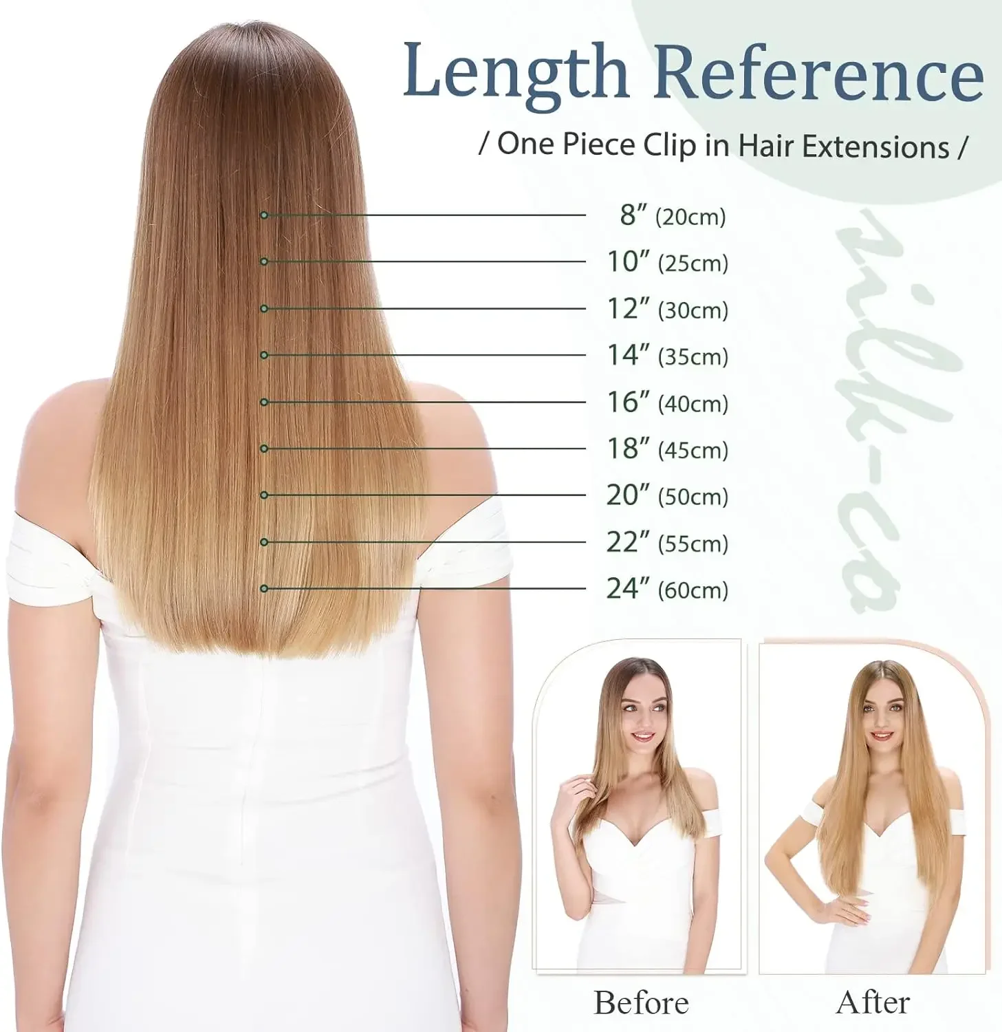 Clip In Hair Extensions Human Hair 3/4 Full Head Thick Natural #8_voghion.com