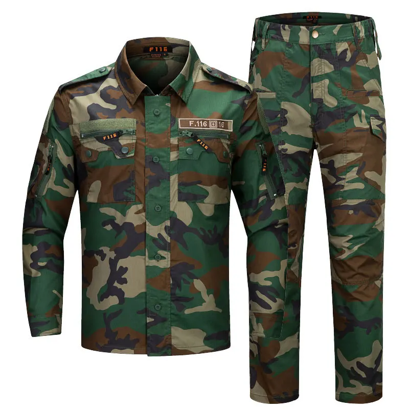 Camouflage F116 Uniform Men's OEM Security Guard Uniforms Breathable Outdoor Tactical Training Suits Camouflage F116 Uniform Men's OEM Security Guard Uniforms Breathable Outdoor Tactical Training Suits