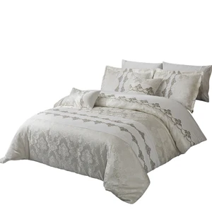 KOSMOS Applique Design Patchwork Microfiber Sheet Luxury Jacquard Bed Comforter Set