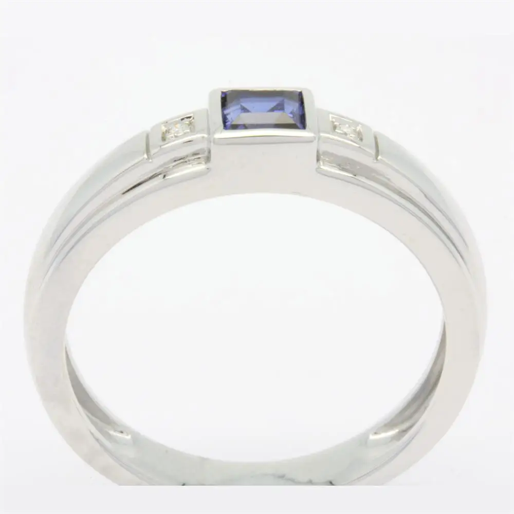 Thanksgiving Day Custom 18K 14K 9K White Gold Natural Blue Sapphire Diamond Smart Jewelry Ring for Men