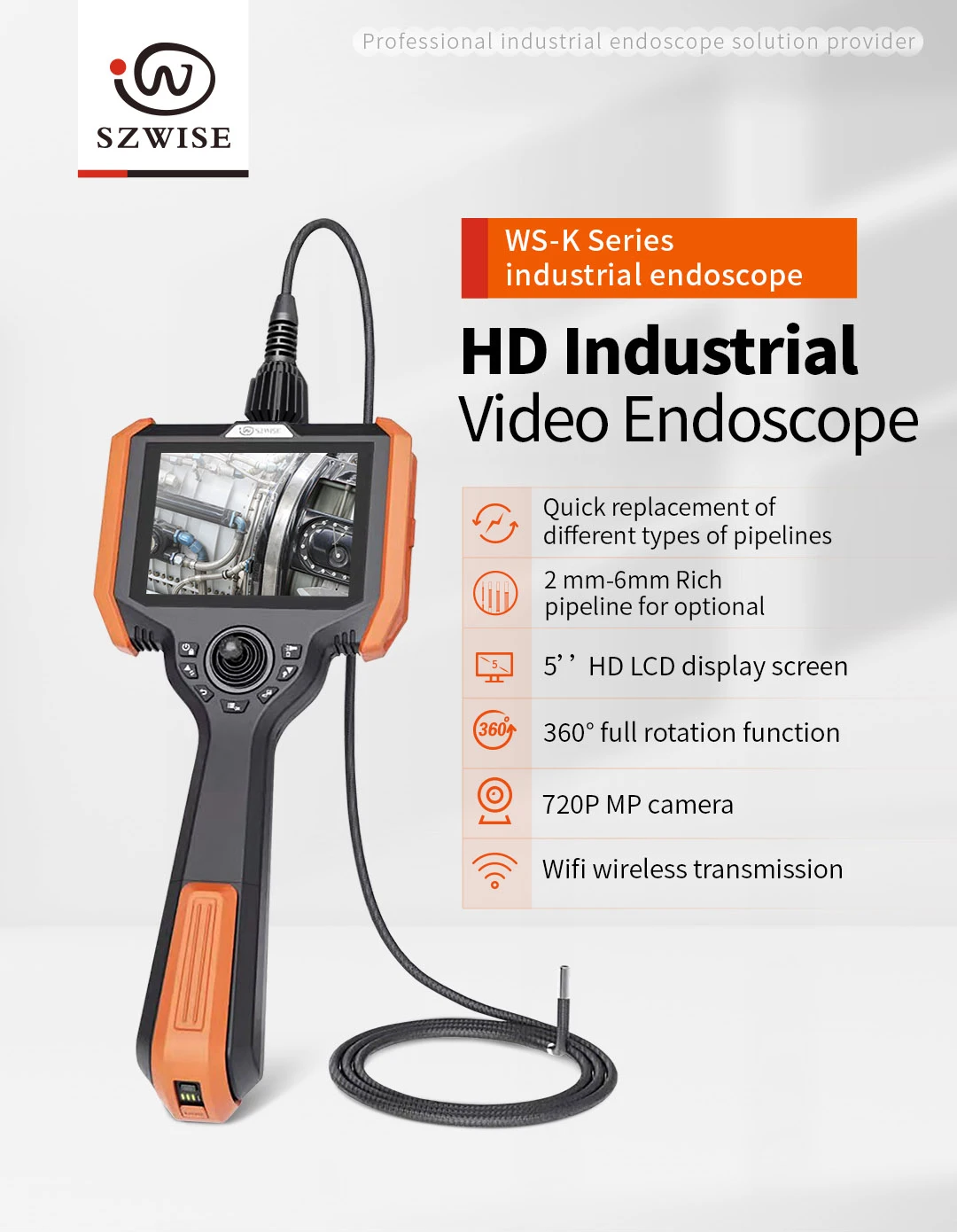 1.2mm/ 1.8mm/ 2mm Mini Endoscope 360 Aritculation Industrial Endoscope Videoscope For Engine