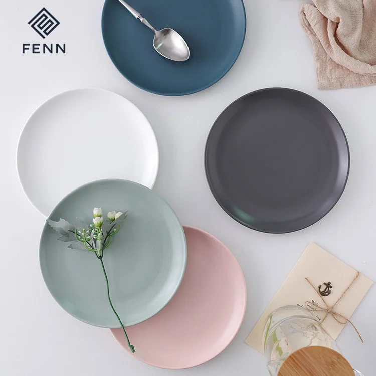 FENN Custom 6/8/10/12 Inch Ceramic Factory Price Multiple Colors Nordic Ceramic Dinner Plate in Wedding Porcelain Plate Set