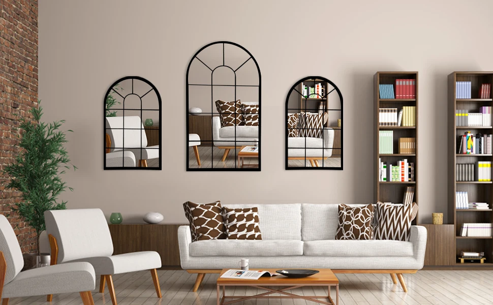 Wall Mirror Window Decorative Mirrors Arched Farmhouse For Living Room Bedroom Entryway Bathroom