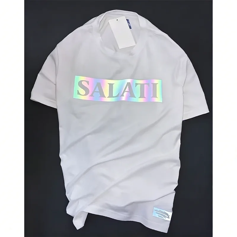 Salati Wholesale Luminous Print T-shirt Custom logo Tshirt Reflective T-shirt Oversized High Street t Shirt With Pattern gallery 7