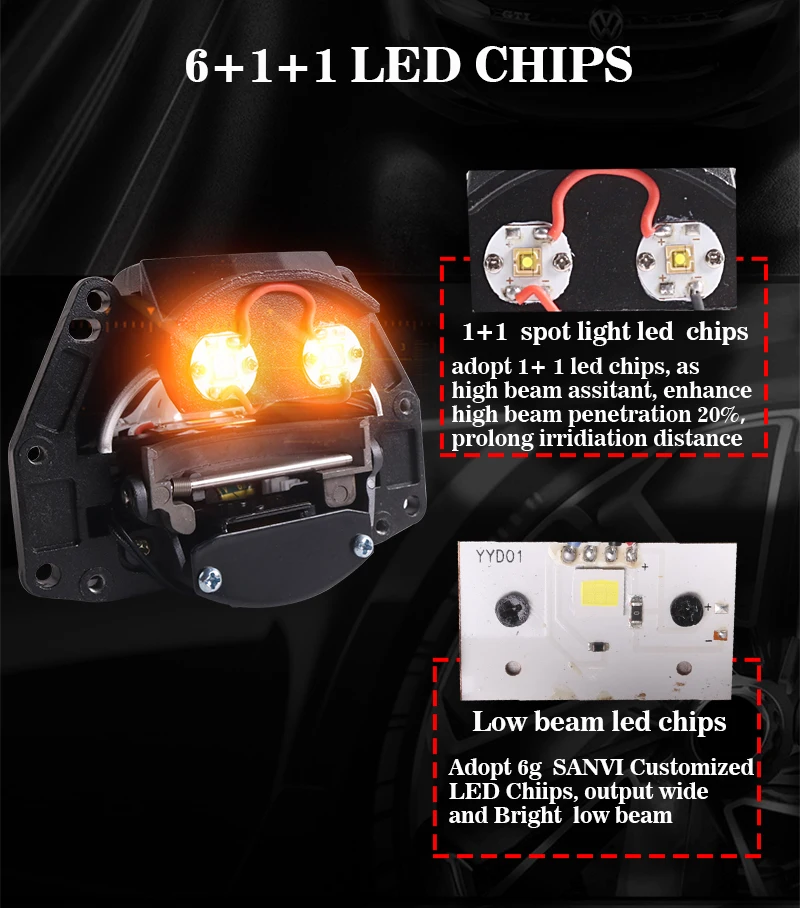 Automobile Led Smart 3 Inch S13 Bi LED Projector Lens Headlight 68w Super Bright Auto LED Lamps for Car Factory Light Assembly