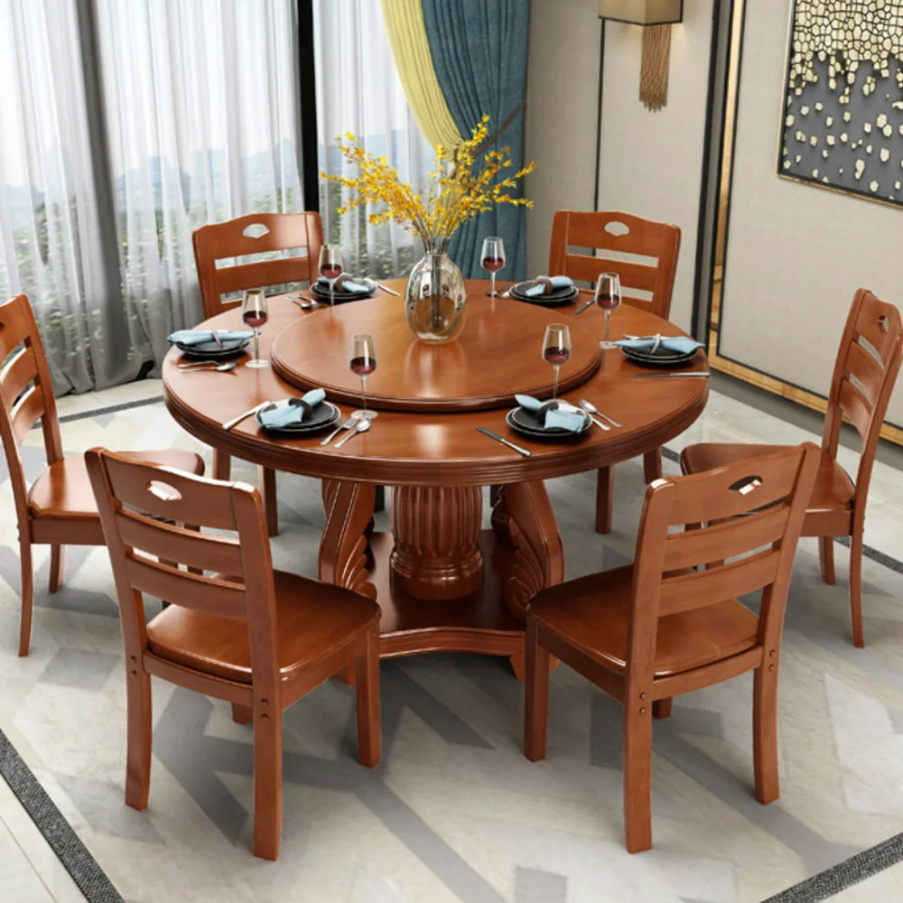 Wooden Dining Table With 8 Seats Combination Bjflamingo Wooden Round ...