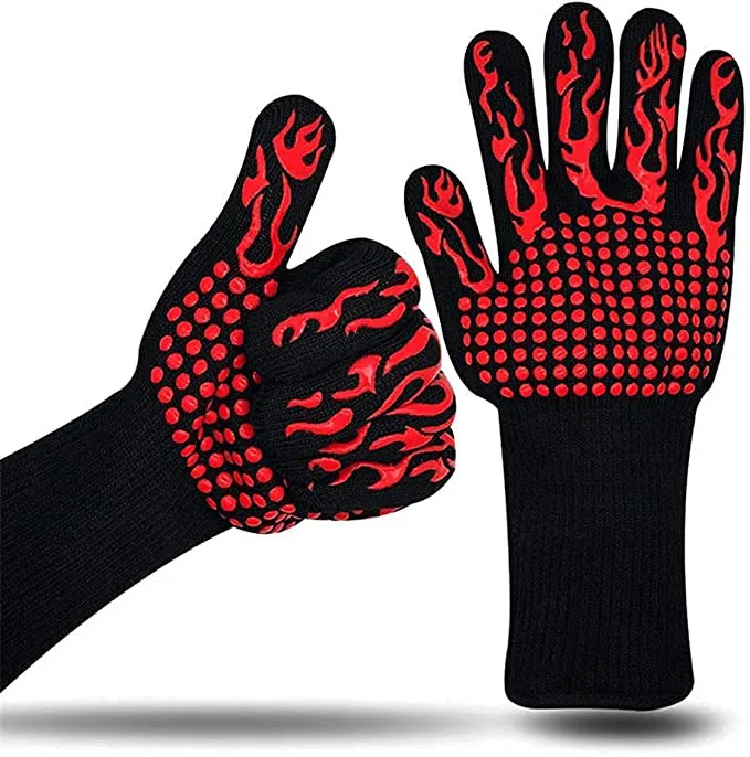 BBQ Grilling Mitts Non-Slip Oven Glove Food Grade Silicone Kitchen Potholder 1472F Heat Resistant Oven Mitts for Cooking Barb details