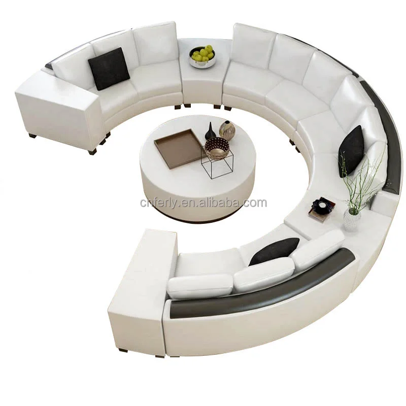 Simple and Modern Curved Office Reception Sofa Creative Living Room Round Leather Sectional Sofa