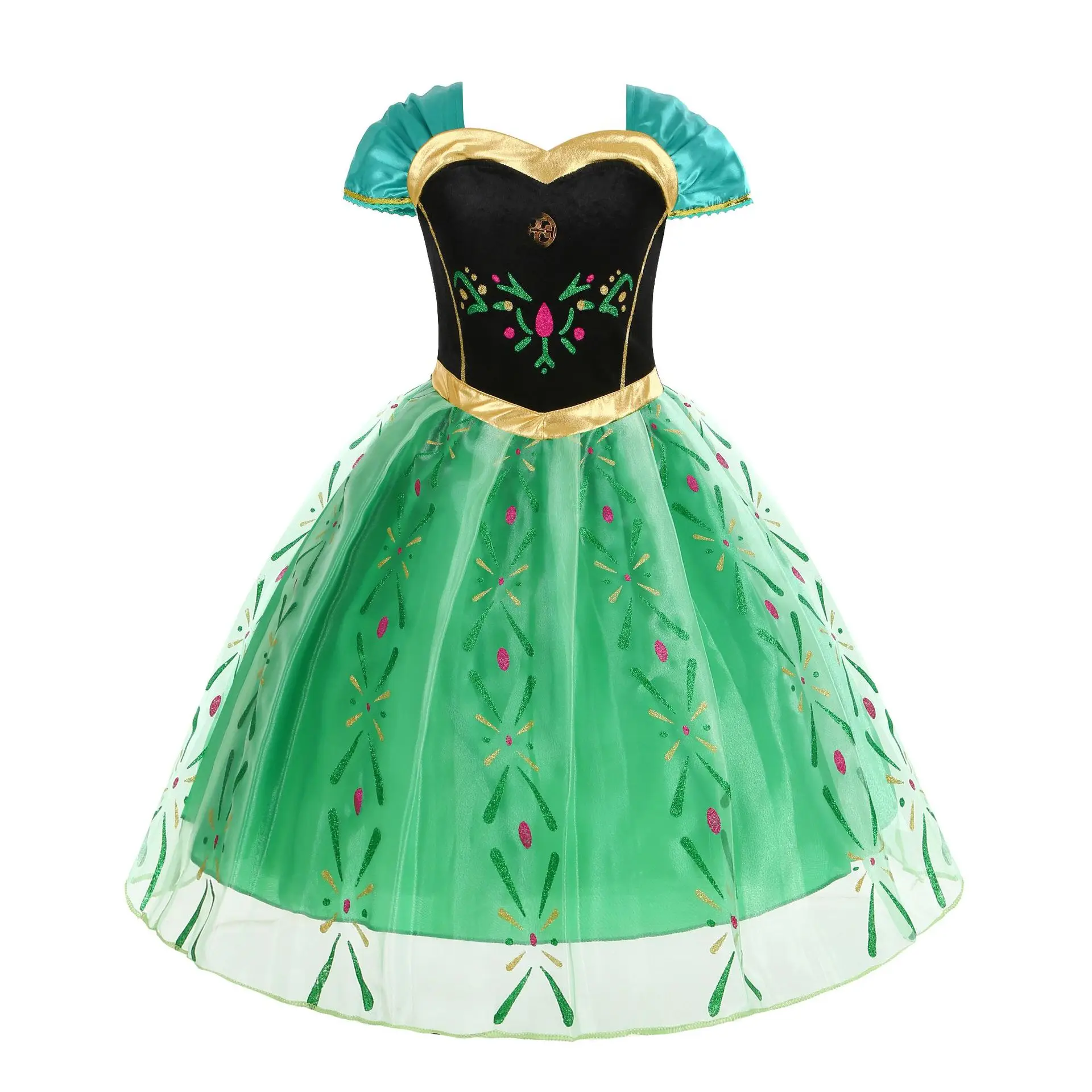 Girls Summer Tutu Dress Show Party Girls Dress Green Pressed - Main Image