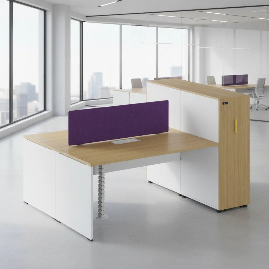 Double Row Integrated Storage Workstation Team Office Layout ABS Connection System Modern Furniture 5