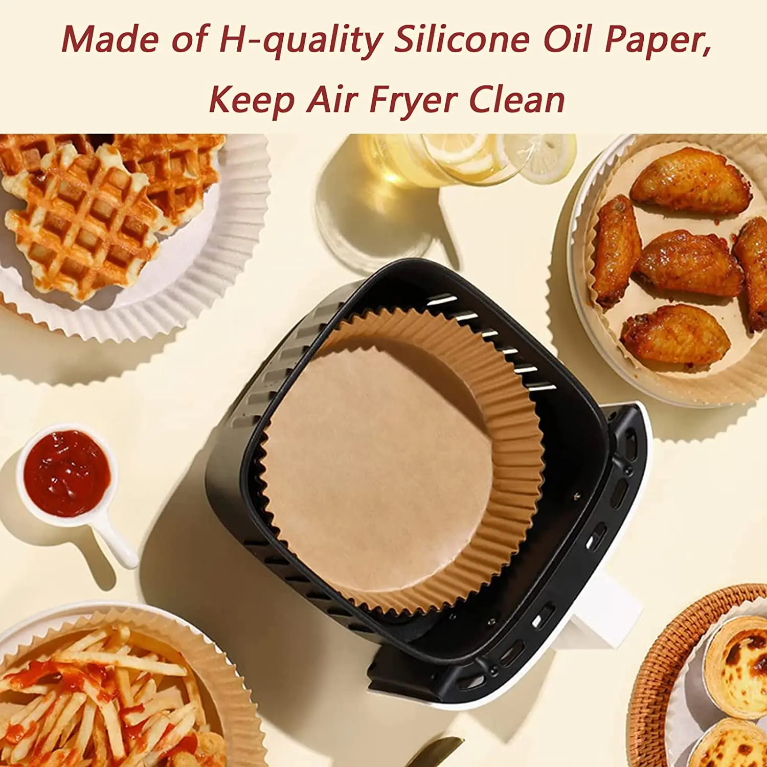 Round Parchment Paper For Air Fryer Disposable Tray Liners Using Wax