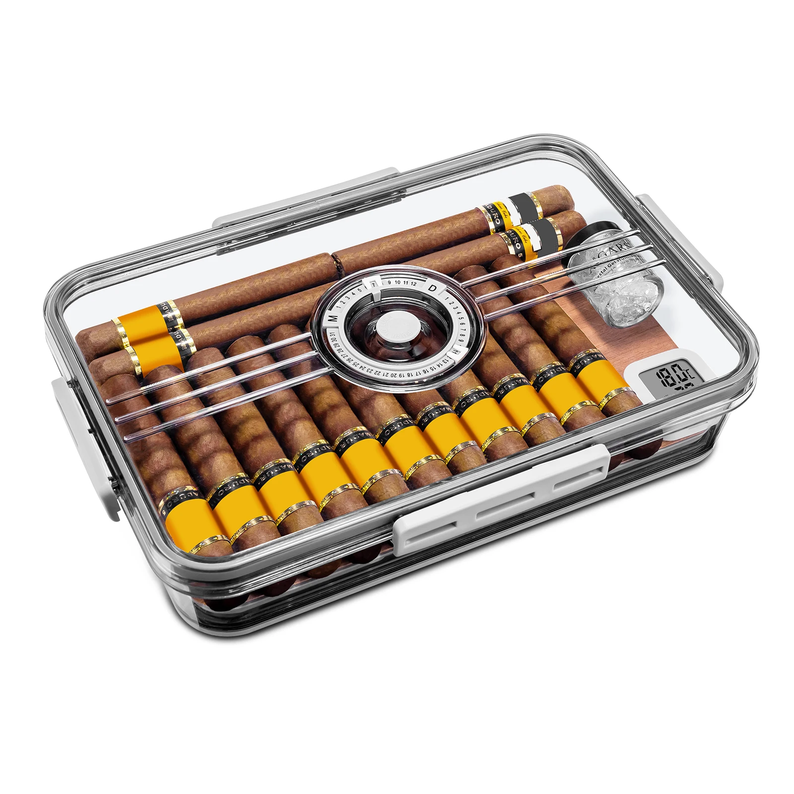 CIGARLOONG Sealed Cigar Box - Holds 30 Cigars with Hygrometer
