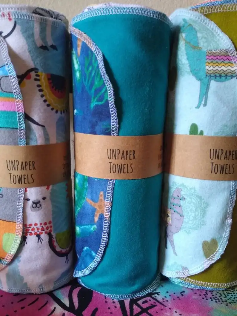 Custom Private Label 100%Natural Biodegradable Hemp Cotton Unpaper Towel Washable Bamboo Fibre Reusable Organic Kitchen Wipes