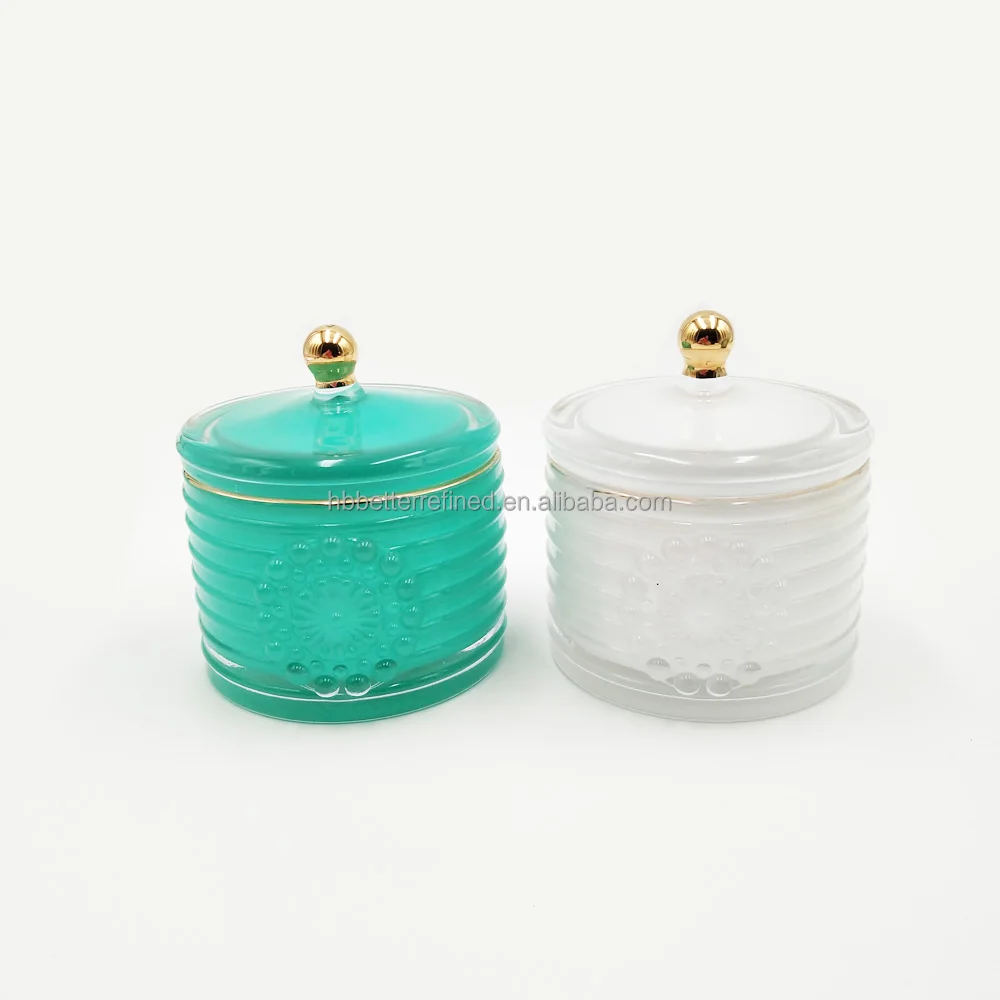 Luxury Glass Candle Jar With Lid Buy Embossed Candle Glass Jar