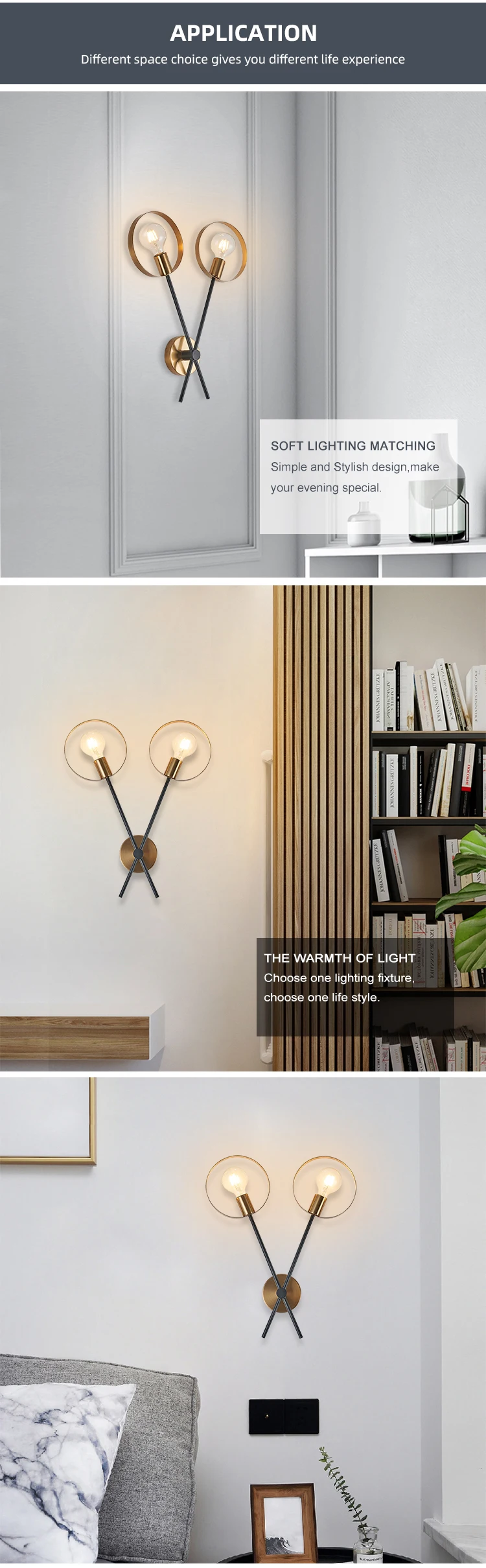 wj0015 high quality indoor soft lighting decorated bedroom double led wall lamp-5