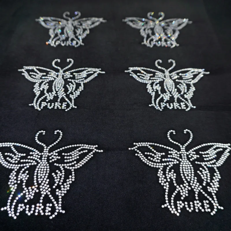 Rhinestone Iron-on Crystal Silver Butterfly Pattern rhinestone transfer hot fix strass motif For dress bags