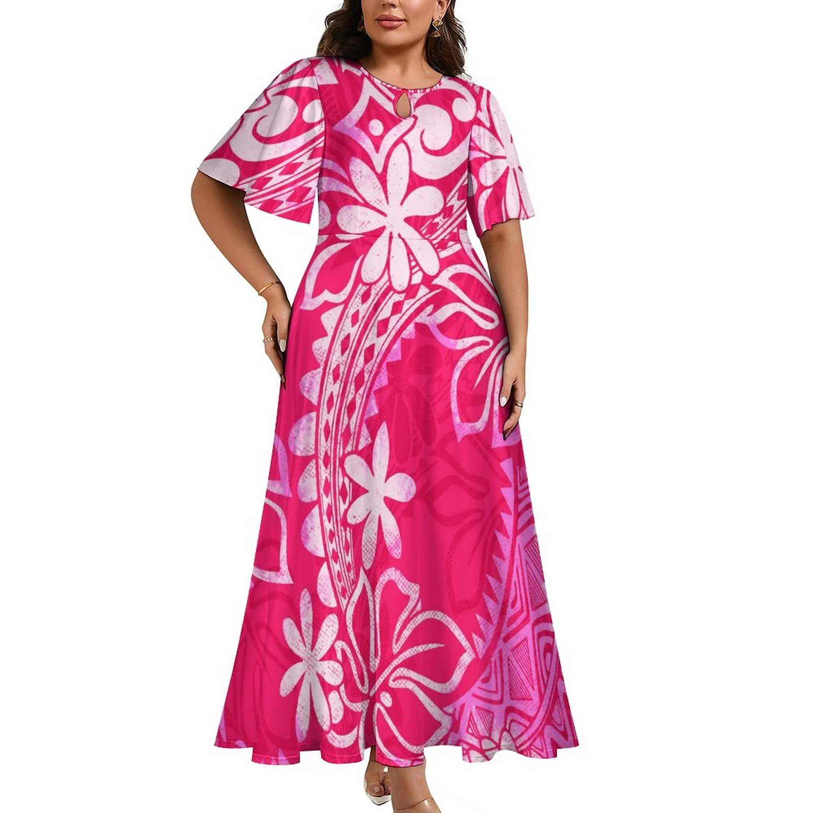 Polynesian Tribal Pattern Mosaic Design Dresses With Large Hemlines ...