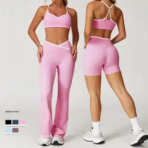 2026 High Waist Seamless Scrunch Butt Lifting Leggings & Sports Bra Set Tummy Control 4-Way Stretch Yoga Fitness Workout Outfit