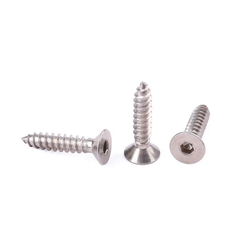 Factory price fastener M2-M8 stainless steel hex socket countersunk flat head self tapping screws