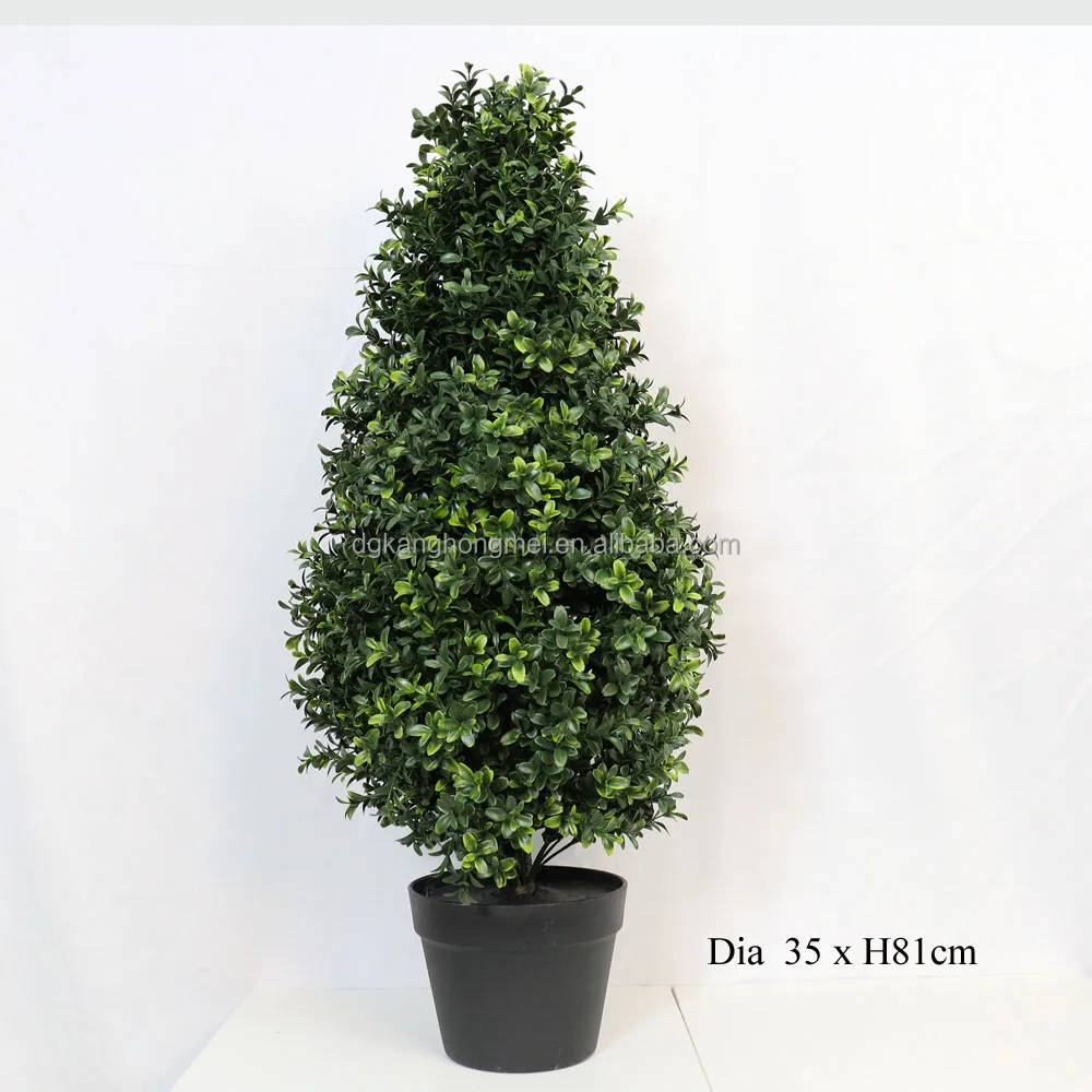 Artificial Plants & Greenery Simulation Topiary Ball Bonsai Green Faux Boxwood Trees Potted High Quality Buxus 60Cm